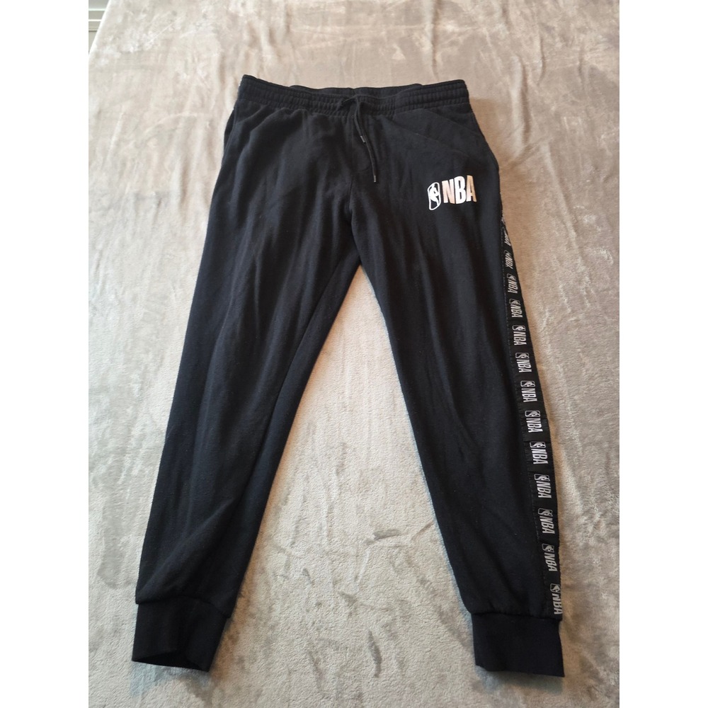 NBA Jogger Sweatpants Mens XL Black Tape Logo Fleece Pants